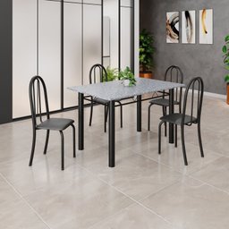 Conjunto de Mesa Tubular 120cm X 75cm Tampo com 4 Cadeiras - 1