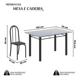 Conjunto de Mesa Tubular 120cm X 75cm Tampo com 4 Cadeiras - 3