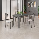 Ver imagem 1 de Conjunto de Mesa Tubular 120cm x 75cm Tampo com 4 Cadeiras Prata/Bege