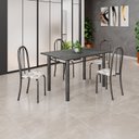 Ver imagem 1 de Conjunto de Mesa Tubular 120cm x 75cm Tampo com 4 Cadeiras Prata/Arabesco