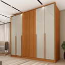 Ver imagem 3 de Conjunto para Quarto 1 Guarda Roupa 6 Portas 1 Cômoda 4 Gavetas Ripado Nova York Espresso Móveis Bege/Cinamomo/Off White