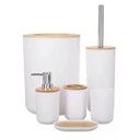 Ver imagem 2 de Kit Conjunto para Banheiro Bambu 6 Peças - Branco