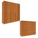 Ver imagem 1 de Guarda-Roupa 6 Portas e Cômoda 4 Gavetas Ripado Nova York Espresso Móveis Bege/Cinamomo
