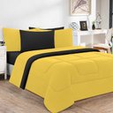 Ver imagem 1 de Kit Edredom + Jogo de Lençol Malha 100% Algodão Gran Moratta 5 Peças Solteiro - Amarelo-preto