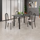 Ver imagem 1 de Conjunto de Mesa Tubular 120cm x 75cm Tampo com 4 Cadeiras Preto/Bege