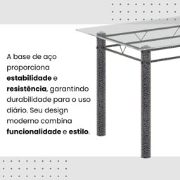 Conjunto de Mesa Tubular 120x75cm Tampo em Vidro com 4 Cadeiras - 9