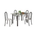Ver imagem 2 de Conjunto de Mesa Tubular 120x75cm Tampo em Vidro com 4 Cadeiras Prata/Arabesco/Mart