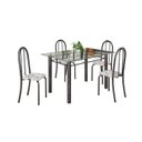 Ver imagem 2 de Conjunto de Mesa Tubular 120x75cm Tampo em Vidro com 4 Cadeiras