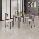 Ver imagem 1 de Conjunto de Mesa Tubular 120x75cm Tampo em Vidro com 4 Cadeiras Prata/Arabesco/Mart