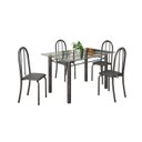 Ver imagem 2 de Conjunto de Mesa Tubular 120x75cm Tampo em Vidro com 4 Cadeiras Preto/Liso/Martelado Prata