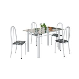 Conjunto de Mesa Tubular 120x75cm Tampo em Vidro com 4 Cadeiras Iris B - 2