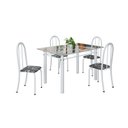 Ver imagem 2 de Conjunto de Mesa Tubular 120x75cm Tampo em Vidro com 4 Cadeiras Iris B Branco/Preto Floral