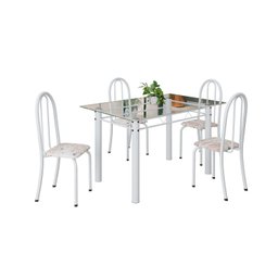Conjunto de Mesa Tubular 120x75cm Tampo em Vidro com 4 Cadeiras Iris B - 2