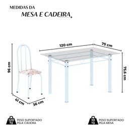 Conjunto de Mesa Tubular 120x75cm Tampo em Vidro com 4 Cadeiras Iris B - 3
