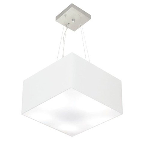 Lustre Pendente Quadrado Vivare Md-4005 Cúpula em Tecido 21/35x35cm - Bivolt - Branco - Bivolt