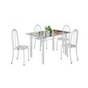 Ver imagem 2 de Conjunto de Mesa Tubular 120x75cm Tampo em Vidro com 4 Cadeiras Iris B Branco/Arabesco