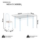 Ver imagem 3 de Conjunto de Mesa Tubular 120x75cm Tampo em Vidro com 4 Cadeiras Iris B Branco/Arabesco