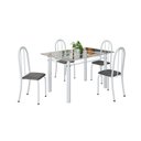 Ver imagem 2 de Conjunto de Mesa Tubular 120x75cm Tampo em Vidro com 4 Cadeiras Iris B Branco/Preto Liso