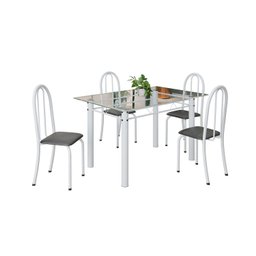 Conjunto de Mesa Tubular 120x75cm Tampo em Vidro com 4 Cadeiras Iris B - 2