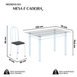 Conjunto de Mesa Tubular 120x75cm Tampo em Vidro com 4 Cadeiras Iris B - 3