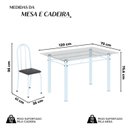 Ver imagem 3 de Conjunto de Mesa Tubular 120x75cm Tampo em Vidro com 4 Cadeiras Iris B Branco/Preto Liso