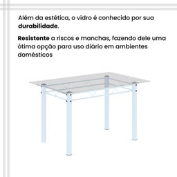 Conjunto de Mesa Tubular 120x75cm Tampo em Vidro com 4 Cadeiras Iris B - 8