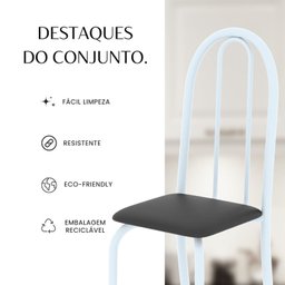 Conjunto de Mesa Tubular 120x75cm Tampo em Vidro com 4 Cadeiras Iris B - 12