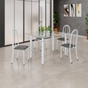 Ver imagem 1 de Conjunto de Mesa Tubular 120x75cm Tampo em Vidro com 4 Cadeiras Iris B Branco/Preto Liso