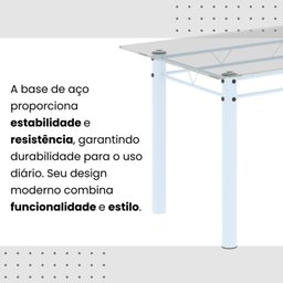 Conjunto de Mesa Tubular 120x75cm Tampo em Vidro com 4 Cadeiras Iris B - 9
