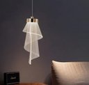 Ver imagem 2 de Lustre Pendente Led 5w Véu Dourado Acrílico Multicor Bivolt