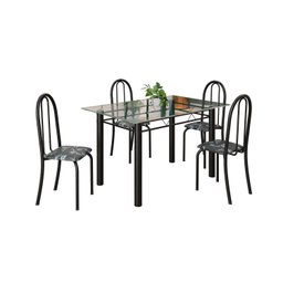 Conjunto de Mesa Tubular 120x75cm Tampo em Vidro com 4 Cadeiras Iris B - 2
