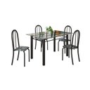 Ver imagem 2 de Conjunto de Mesa Tubular 120x75cm Tampo em Vidro com 4 Cadeiras Iris B Preto/Floral