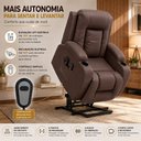Ver mais imagens de Poltrona do Papai Austin com Elevação Lift 150º Massagem Aquecimento PU Marrom Chocolate G31 - Gran