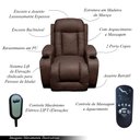 Ver imagem 4 de Poltrona do Papai Austin com Elevação Lift 150º Massagem Aquecimento Pu Marrom Chocolate G31 - Gran