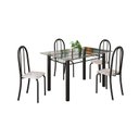 Ver imagem 2 de Conjunto de Mesa Tubular 120x75cm Tampo em Vidro com 4 Cadeiras Iris B Preto/Bege