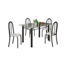 Ver imagem 2 de Conjunto de Mesa Tubular 120x75cm Tampo em Vidro com 4 Cadeiras Iris B Preto/Arabesco