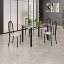 Ver imagem 1 de Conjunto de Mesa Tubular 120x75cm Tampo em Vidro com 4 Cadeiras Iris B Preto/Arabesco