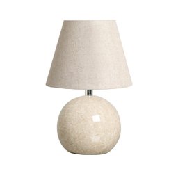 Abajur de Cerâmica Pequeno Bege Petra para Decoração de Quarto Bola - 1