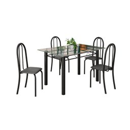 Conjunto de Mesa Tubular 120x75cm Tampo em Vidro com 4 Cadeiras Iris B - 2