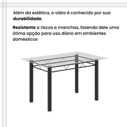 Conjunto de Mesa Tubular 120x75cm Tampo em Vidro com 4 Cadeiras Iris B - 9