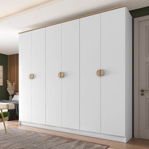 Guarda-Roupa Casal 100% MDF BP 6 Portas 4 Gavetas Asti Branco