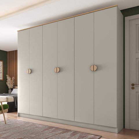 Guarda-Roupa Casal 100% MDF BP 6 Portas 4 Gavetas Asti Bege/Panna