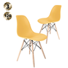 Conjunto com 2 Cadeiras Eames Amarela - Base Madeira Natural - 1
