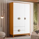 Ver imagem 1 de Guarda-Roupa 3 Portas e 2 Gavetas Branco/Ipê Cinamomo