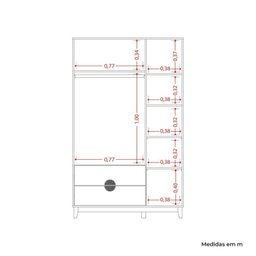 Guarda-roupa 3 Portas e 2 Gavetas 195x120x47 Cm - 5
