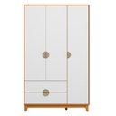 Ver imagem 4 de Guarda-Roupa 3 Portas e 2 Gavetas Branco/Ipê Cinamomo