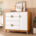 Ver imagem 1 de Cômoda Sapateira 1 Porta e 4 Gavetas Branco/Cinamomo