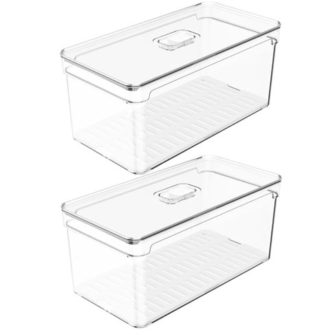 Kit 2 Organizadores de Geladeira 5l Porta Frutas Legumes Vegetais com Respiradouro Clear Fresh ou