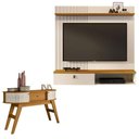 Ver imagem 1 de Estante Home Theater Suspenso Íris com Aparador Estoril Cinamomo Off White - Madetec