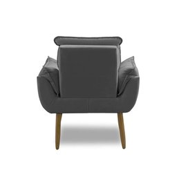 Kit 2 Poltronas para Sala Decorativa Opala Pés Madeira Suede Cinza Chumbo Império Decor - 6